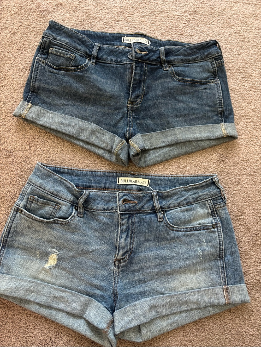 Bullhead Blue Denim Cuffed Women's Shorts